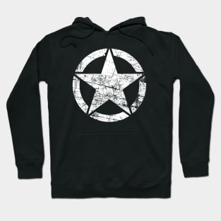 Vintage Army Star • Classic Retro USA Military Distressed Logo Hoodie